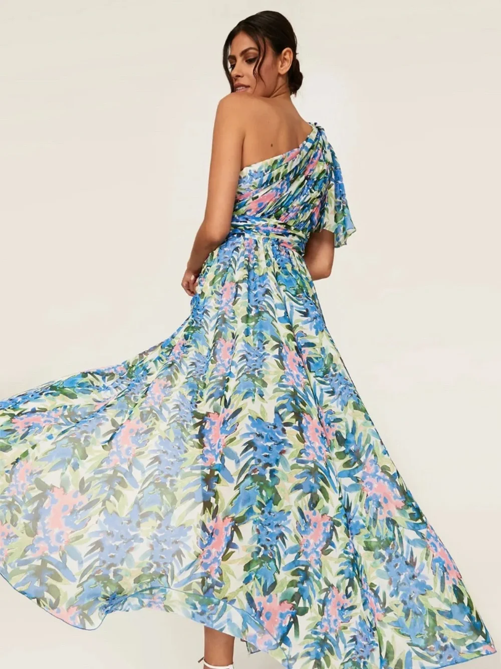 Floral One Shoulder Gown - Picture 4 of 5
